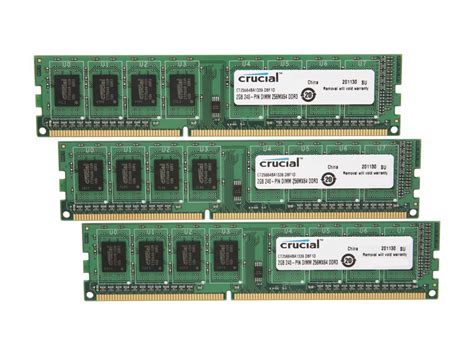 Crucial 6GB (3 x 2GB) 240-Pin DDR3 SDRAM DDR3 1333 (PC3 10600) Triple ...