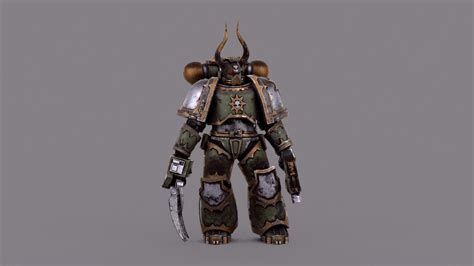 Rigged Warhammer Chaos Marine Soldier Low Poly 3d Model 03