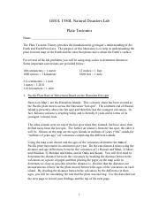 00 Plate Tectonics Combined Pdf GEOL 1580L Natural Disasters Lab