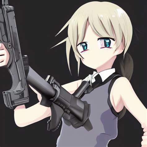 Prompthunt Anime Girl Pointing A Gun At The Camera