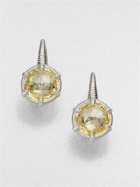 Judith Ripka Crystal Sterling Silver Eclipse Earrings In Canary