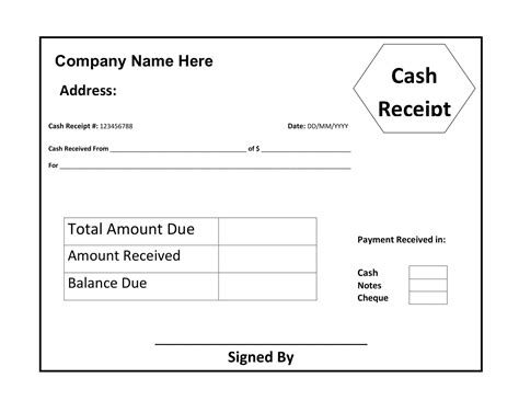printable receipt templates word excel