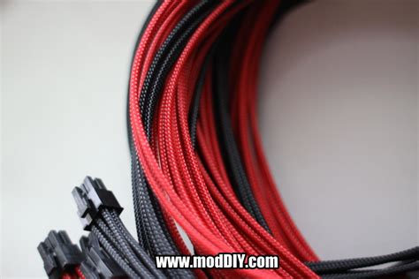 Premium Single Sleeved Power Supply Modular Cables Set (Black and Red ...