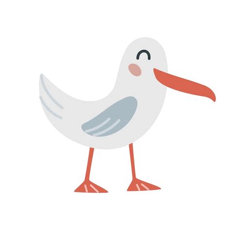 Premium Vector Cute Cartoon Hand Drawn Seagull On Isolated White