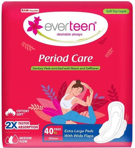 everteen period care xl soft sanitary pads  neem safflower