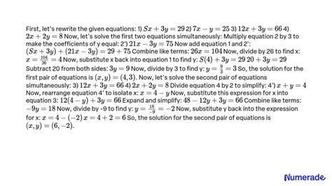 Solved 13 Solve The Following Simultaneous Equations For X And Y Sx