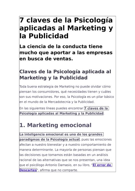 7 claves de la Psicología aplicadas al Marketing y la Publicidad 7