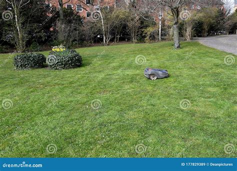 Hsuqvarba Electric Robot Grass Cutter Is Cutting Grass Editorial Stock Image Image Of Denmark