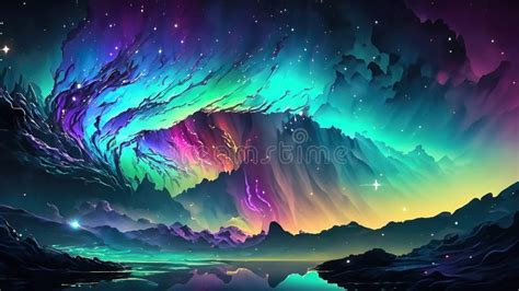 Space Aurora Wallpaper 4k Illustration Stock Illustration ...