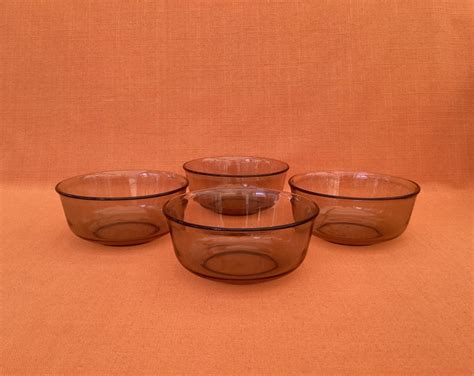 1980s Arcoroc Smoked Glass Bowls Set Of 4 Arcoroc Glass Etsy