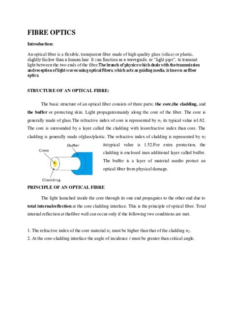 Applied Physics Fiber Optics Notes Pdf Optical Fiber Optics