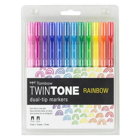 Canetas Twintone Tombow Ponta Dupla Estojo Cores Rainbow