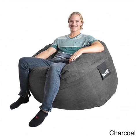 Slacker Sack Round Microfiber And Foam Bean Bag 4 Round Charcoal Grey