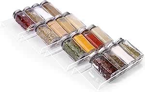 Clear Acrylic Spice Drawer Organizer Tier Set Seasoning Jars