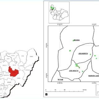 A. Map of Nigeria showing Plateau State. B. Map of Plateau State... | Download Scientific Diagram