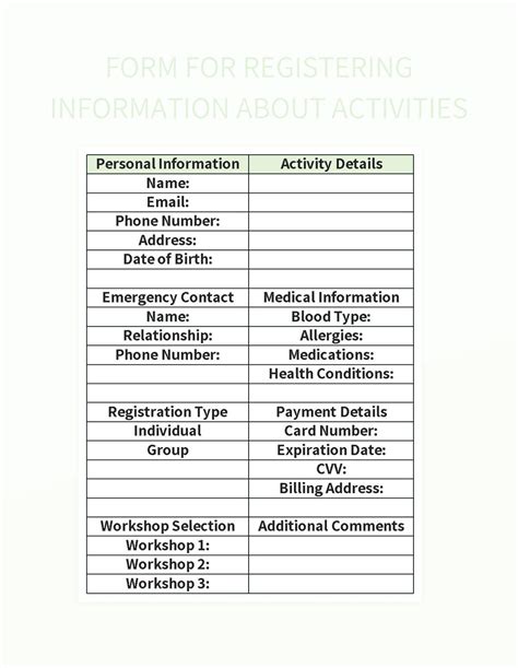 Free Employee Personal Information Registration Form Surface Templates