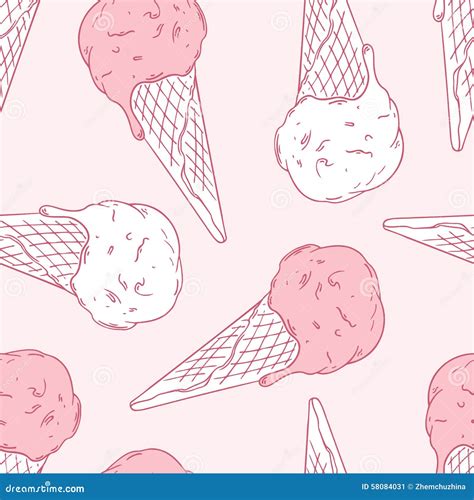 Hand Drawn Ice Cream In A Waffle Cone Outline Stock Vector