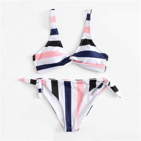 Set De Bikini Girante De Rayas Al Azar From SheIn On 21 Buttons