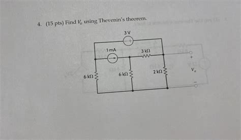 Solved 4 15 Pts Find V Using Thevenins Theorem 3v 1 Ma