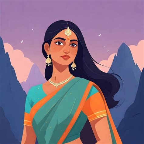 Premium Photo Elegant Indian Woman Adorned In Traditional Saree Clip Art