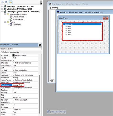 How To Populate A Vba Listbox Using Rowsource Methods