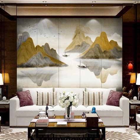 Custom Wallpaper Mural Chinese Style Abstract Landscape | BVM Home