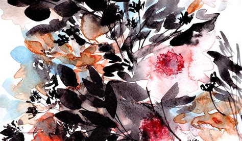 Floral Abstract Illustrations With Striking Watercolours And Bold Acrylics