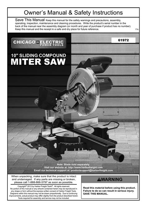 Chicago Electric Item 61972 10 In Sliding Compound Miter Saw Owner S