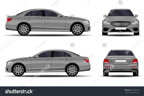 Realistic Car Sedan Front View Side Stock Vector Royalty Free