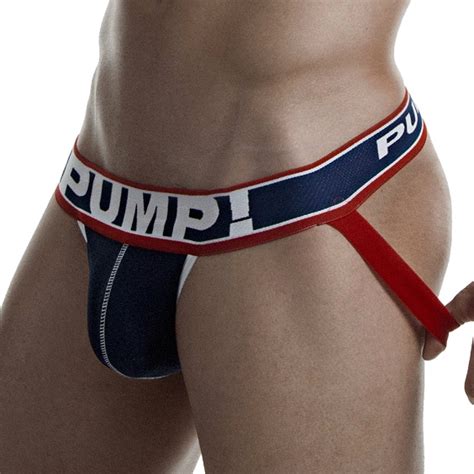 Cueca Pump Jockstrap Gay Azul Marinho Aberta Atr S Al As