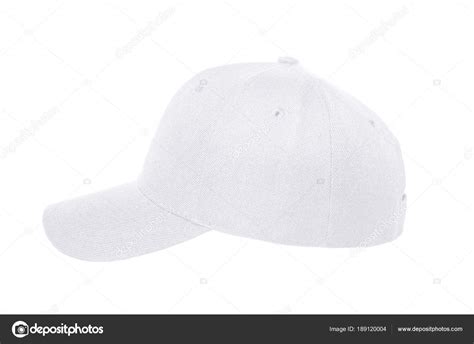 Baseball Cap Color White Close Side View White Background Stock Photo