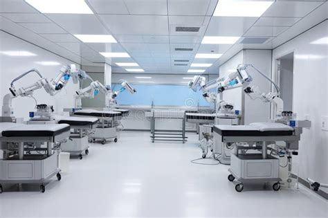 Cleanroom With Robots Performing Delicate And Precise Surgical