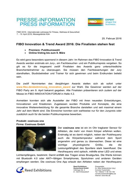 Nominierte FIBO Innovation Trend Award