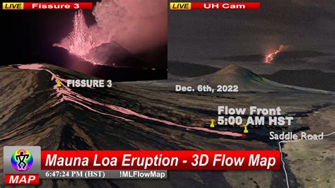 Mauna Loa Eruption 3D Flow Map - December 6th, 2022, 5:00 AM HST : r ...