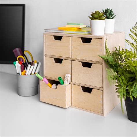 Mini Komoda Drewniana Organizer Na Biurko Szuflad Creative Deco