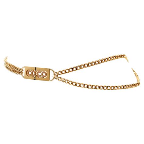 Chanel Gold Tone Chain Link And Leather Belt At 1stdibs