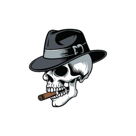 Criminal And Mafia Gangster Skull Vector Logo Design Gangster Head Of