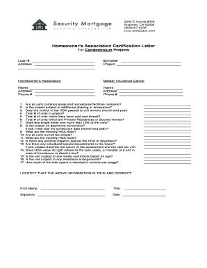 Fillable Online Homeowners Association Certification Letter Fax Email