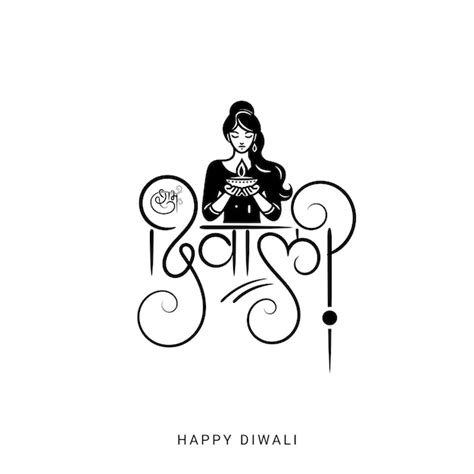 Premium Vector Happy Diwali Greeting With Shubh Diwali Hindi Calligraphy And Illustration