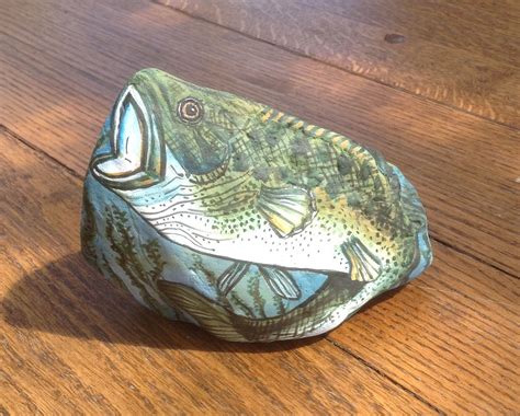 Bass Fish Hand Painted Rocks Painted Rocks Rock Art