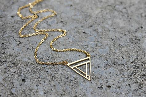 Upside Down Triangle Necklace Gold Triangle Necklace Etsy