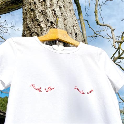 Small Tits Big Heart Cotton Tshirt With Red Embroidery Etsy