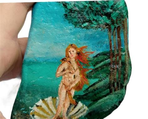 The birth of Venus original painting hand painted on stone | Etsy