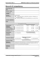 BSBFIA412 Assessment Task 1 Docx Assessment Task 1 BSBFIA412 Report