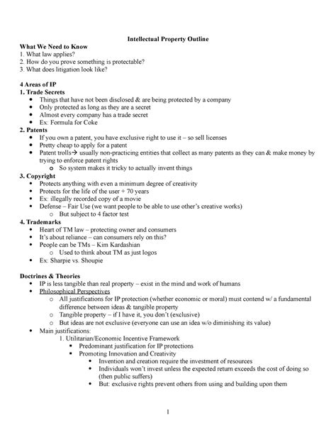 Intellectual Property Outline Final Intellectual Property Outline