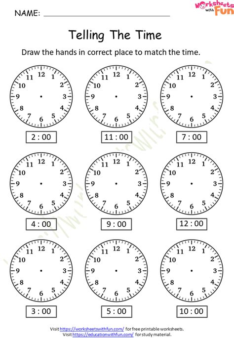 Mathematics - Preschool: Time - O' Clock Worksheet 4 | WWF