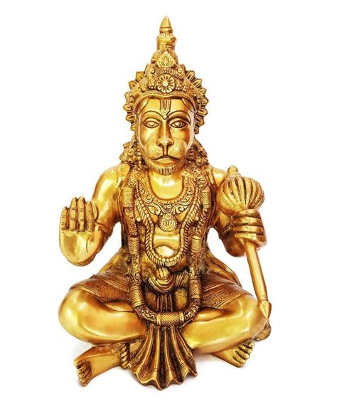 Vikas Golden Gold Plated Brass Hanuman Ji Statue For Worship Size