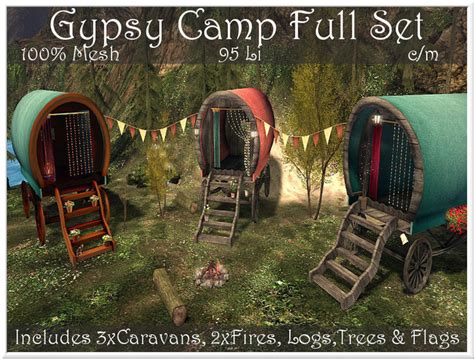 Second Life Marketplace Love Gypsy Camp Full Set 100 Mesh