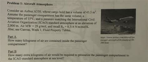 Solved Problem 1: Aircraft Atmosphere Consider an Airbus | Chegg.com 