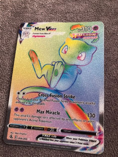 Mew Vmax Holo Rainbow Rare Fusion Strike Handmade Etsy Uk